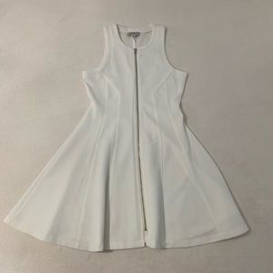 Renvy White Textured Sleeveless Skater dress